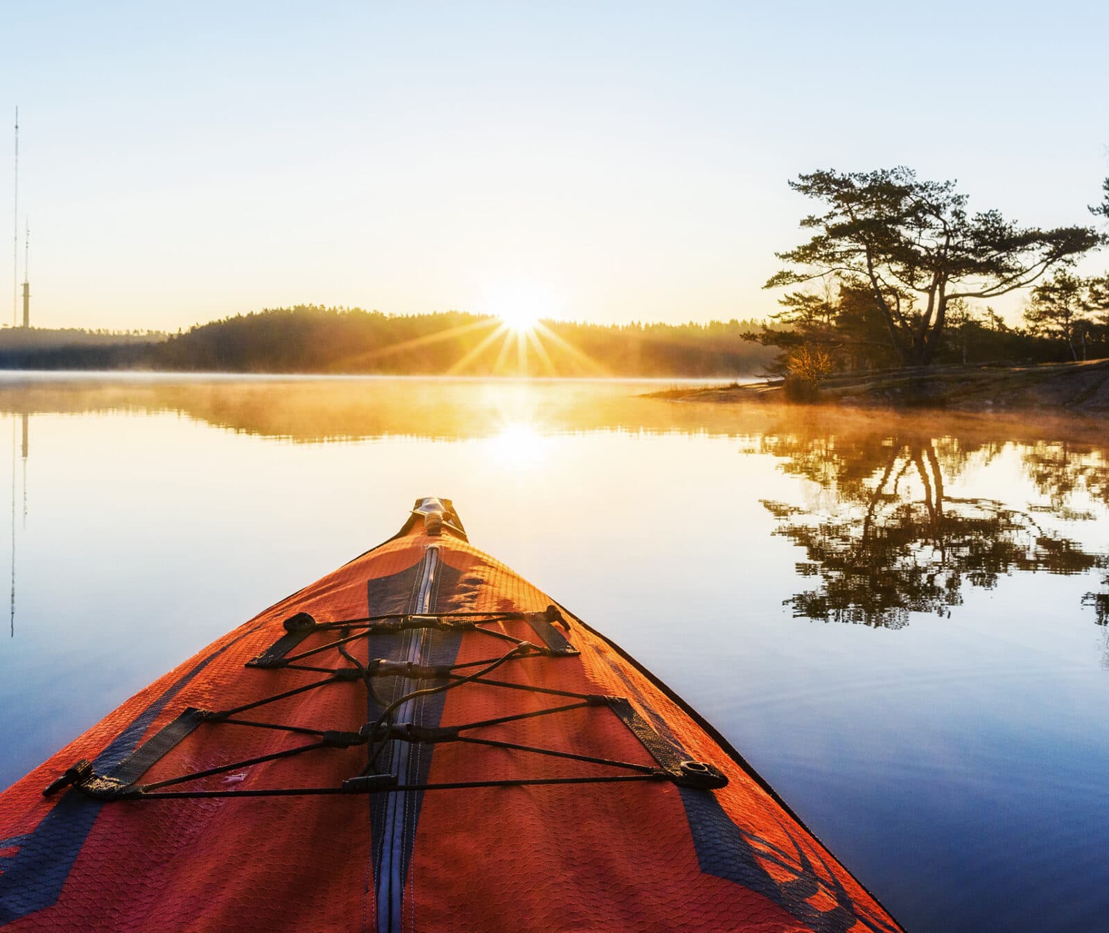 kajak, paddling, kanot, stilla vatten, sjö, solnedgång, avkoppling, aktivitet, friluftsliv, solljus, ...