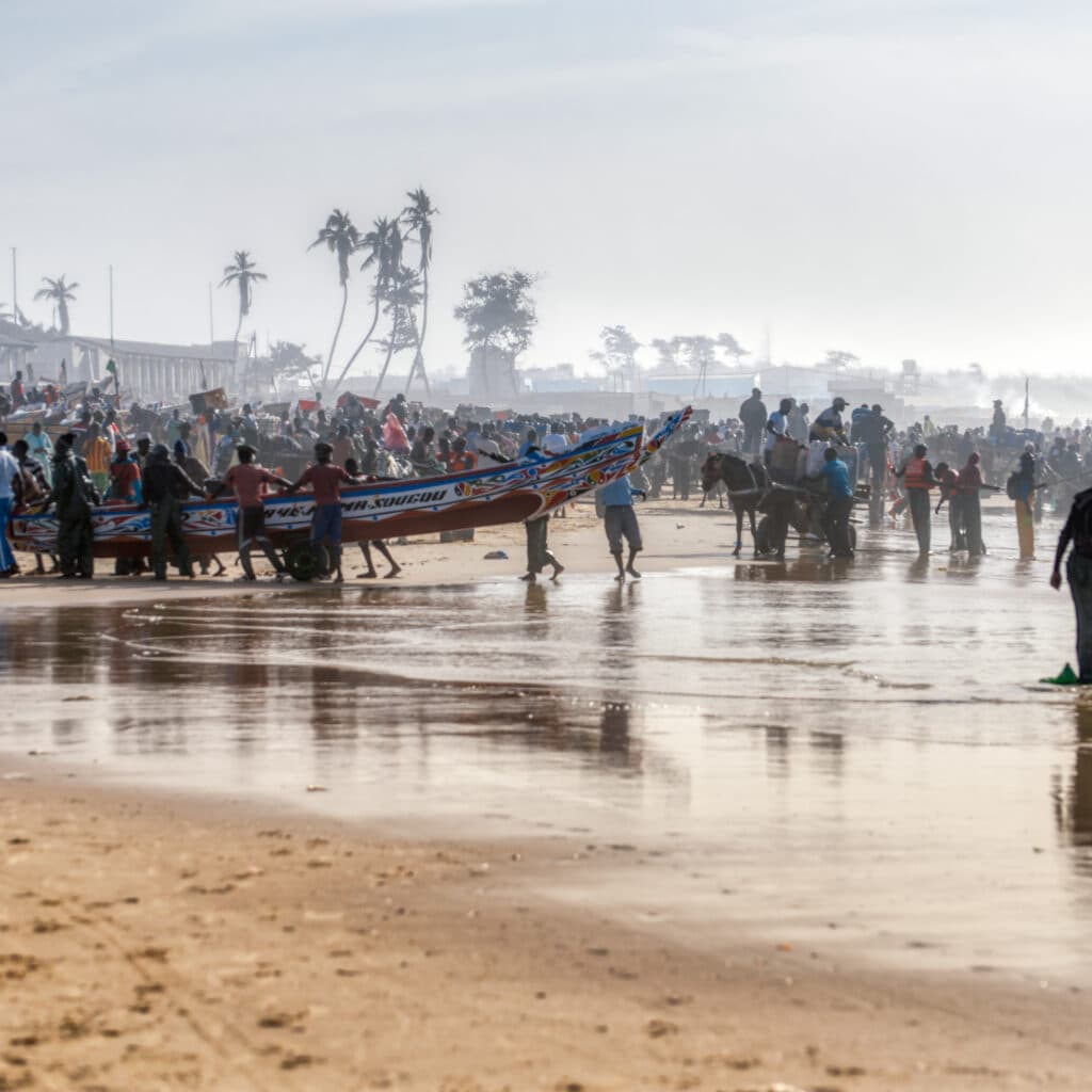 Båt, Strand, Senegal, Fiske, Människor, Småskaligt, Kayar