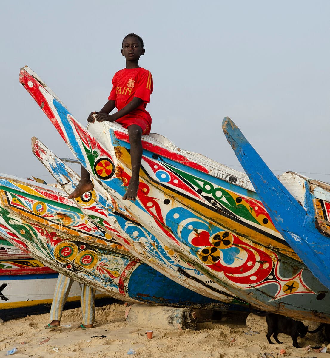 Senegal, Fiske, Småskaligt, Fiskare, Pojke, Strand, Båt, Rapport, Afrika, Västafrika