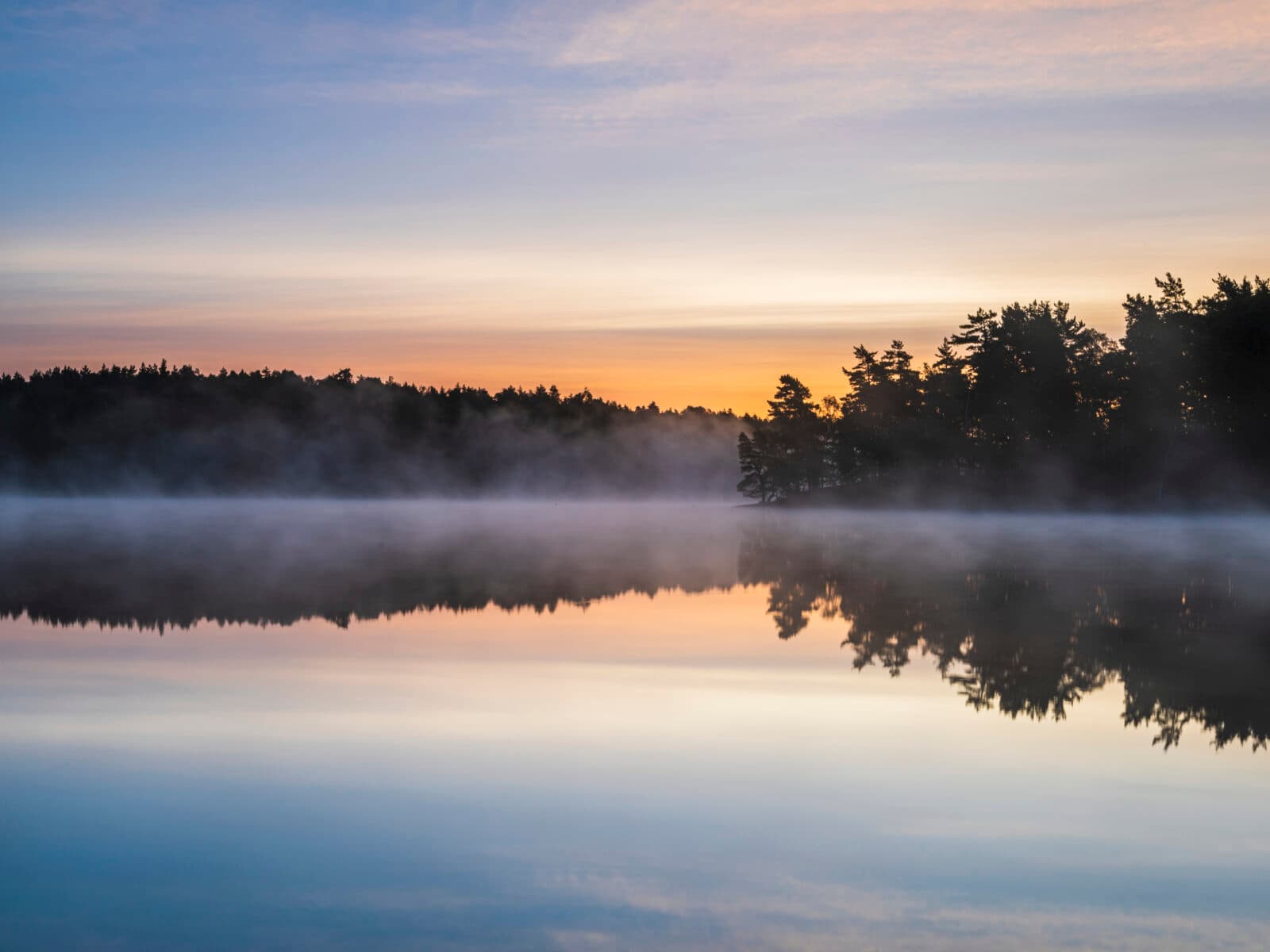 skärgård,landskap,naturbild,moodboardbild,skymningatmospheric, delsj√∂n, evening, evening sky, landscape, mirror image, orange colour